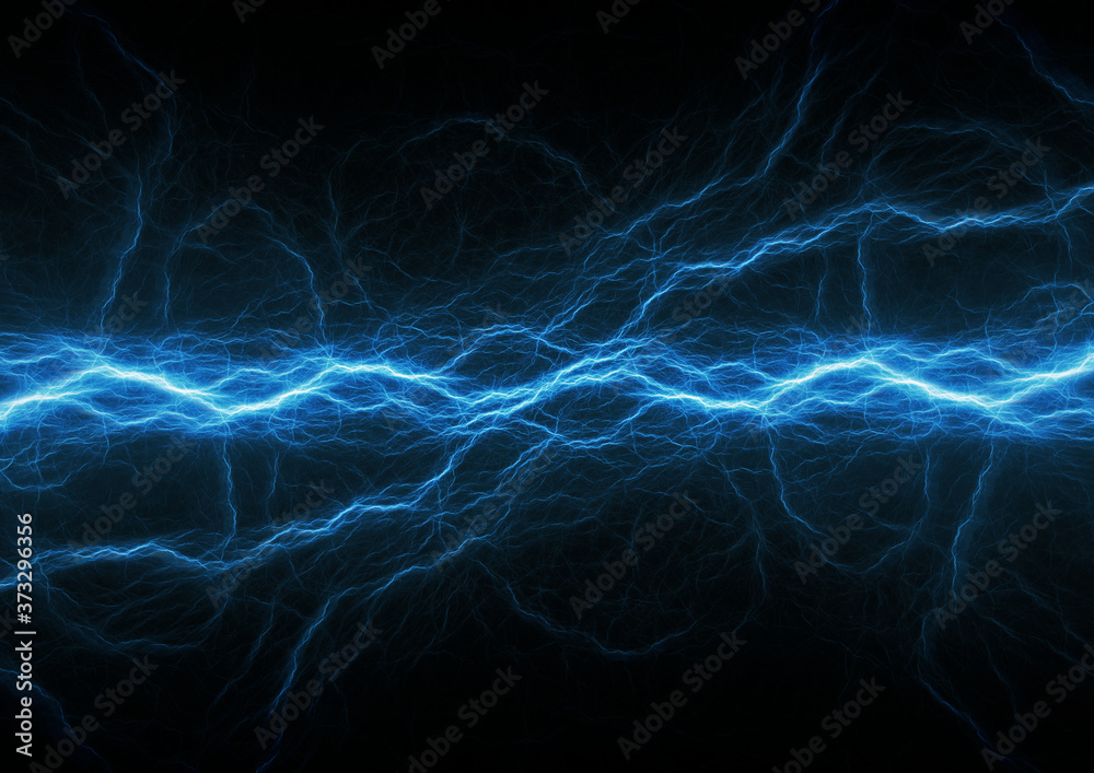 Blue lightning, plasma electrical abstract - obrazy, fototapety, plakaty 