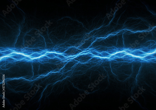 Blue lightning, plasma electrical abstract
