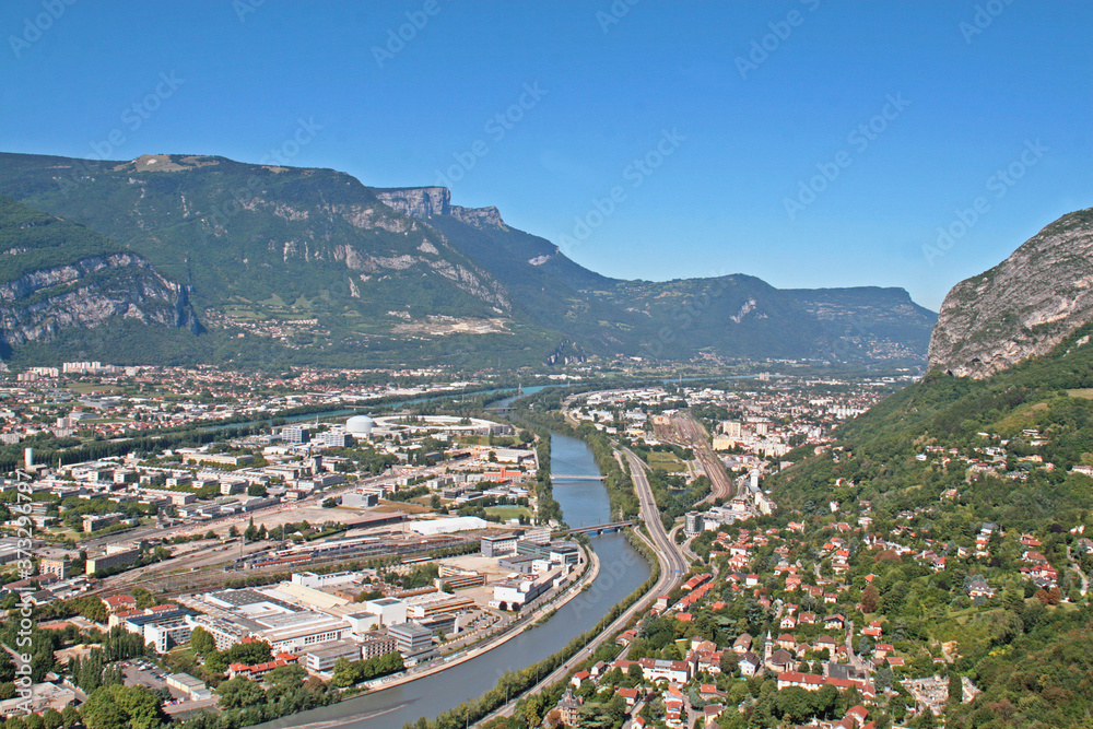 Grenoble river and mountains