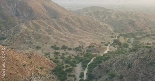 Nag Pahar Mountain Known As The Snake Mountain In Pushkar, Rajasthan India. - Aerial Shot photo