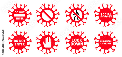 Stop coronavirus epidemic, bacteria cell. ( Covid-19 2019-nCoV, Covid-2019 ) Corona virus in China, Wuhan lockdown. Stay at home, stay safe. Social distancing Face mask. Self quarantine concept.