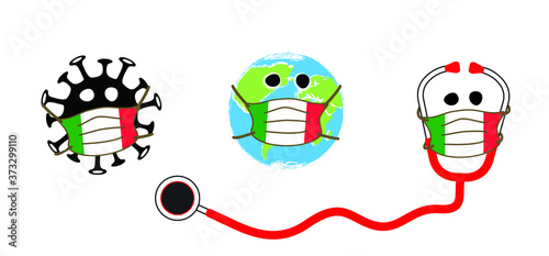 Stop coronavirus epidemic, bacteria cell. ( Covid-19 2019-nCoV, Covid-2019 ) Corona virus in China, Wuhan lockdown. Stay at home, stay safe. Social distancing Face mask. Self quarantine concept.