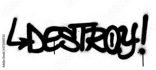 graffiti destroy word sprayed in black over white