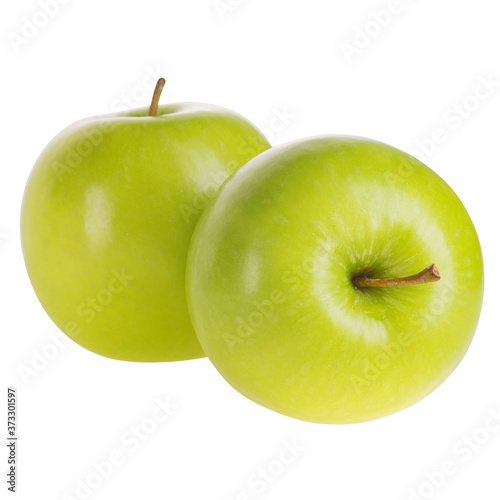 green apples on white background