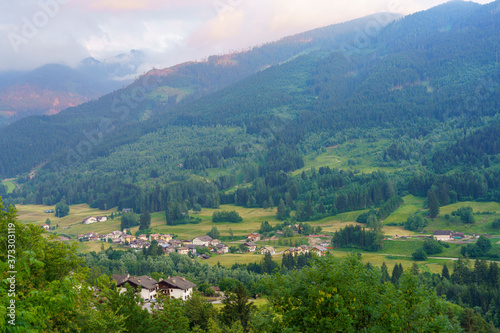 Mountain landscape at Tesero, in Fiemme valley