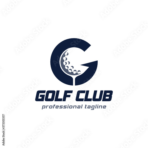 golf club emblem logotype template vector Design Illustration with letter g ball tee logo element. 