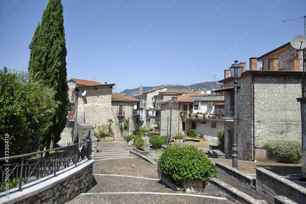 Panoramic view of Amaseno, a medieval village in the mountains of the lazio region.