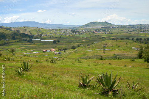 Vista de un valle verde
