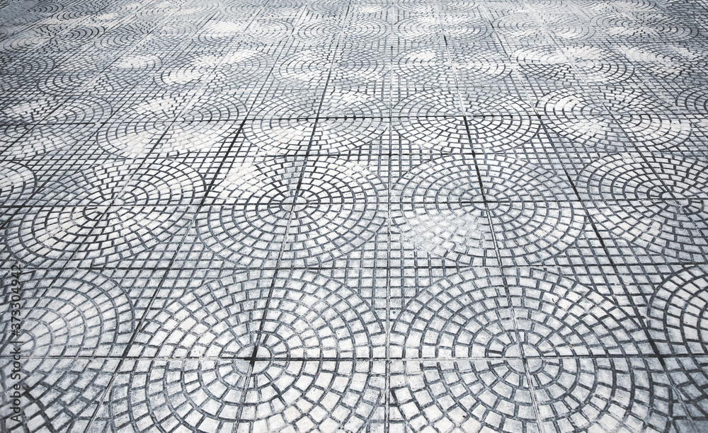 pattern of cement circle floor on outdoor street