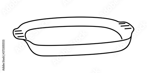 LINEAR DRAWING OF A KITCHEN BAKING TRAY ON A WHITE BACKGROUND