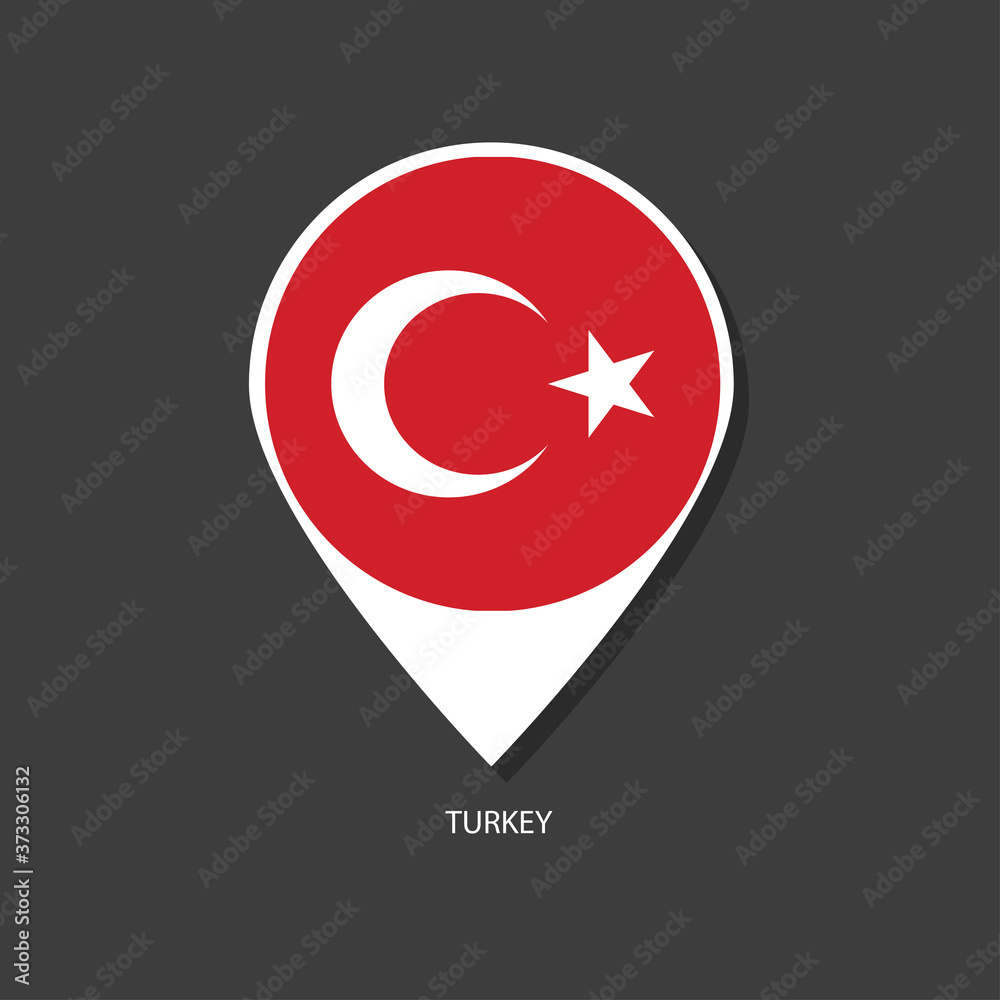 Turkey flag Vector marker with flags.	