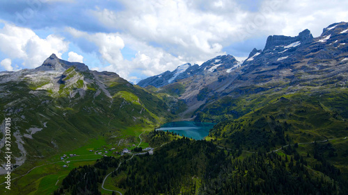 Landscape like a fairy tale - the Swiss Alps with its amazing nature - aerial view - travel photography