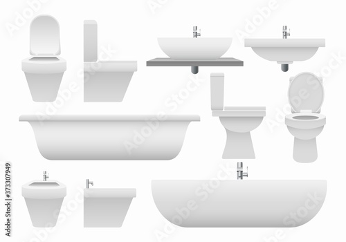 Realistic 3D bathroom collection