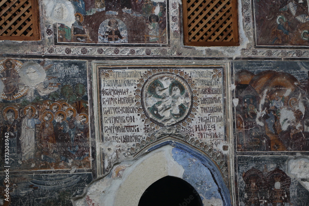 Old wall drawings inside Sumela Monastery / Trabzon-Macka TURKEY- ,July ...