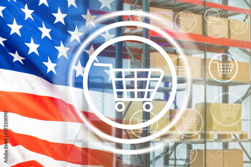 Symbol of e-commerce on bac...