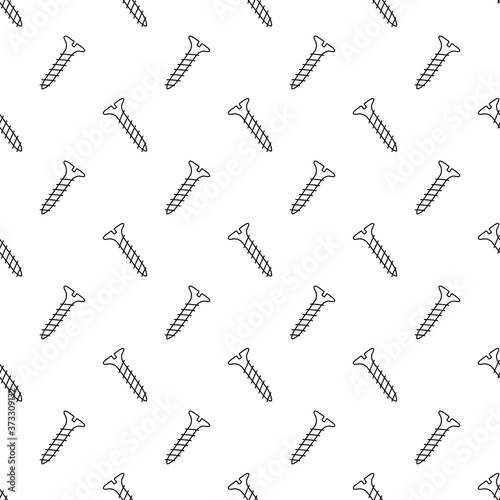 Seamless pattern with hand drawn screws. Texture with bolts in doodle style. Vector illustration on white background