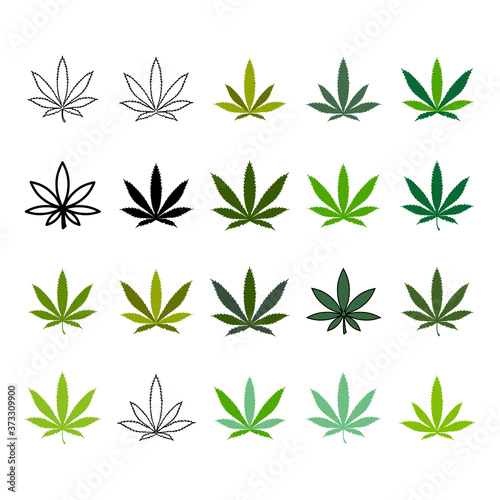 Marijuana Hemp set icon © deny