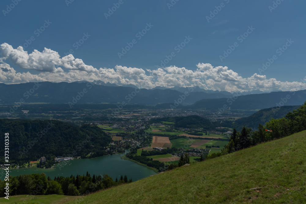 Summer color day over Ossiacher see with blue sky