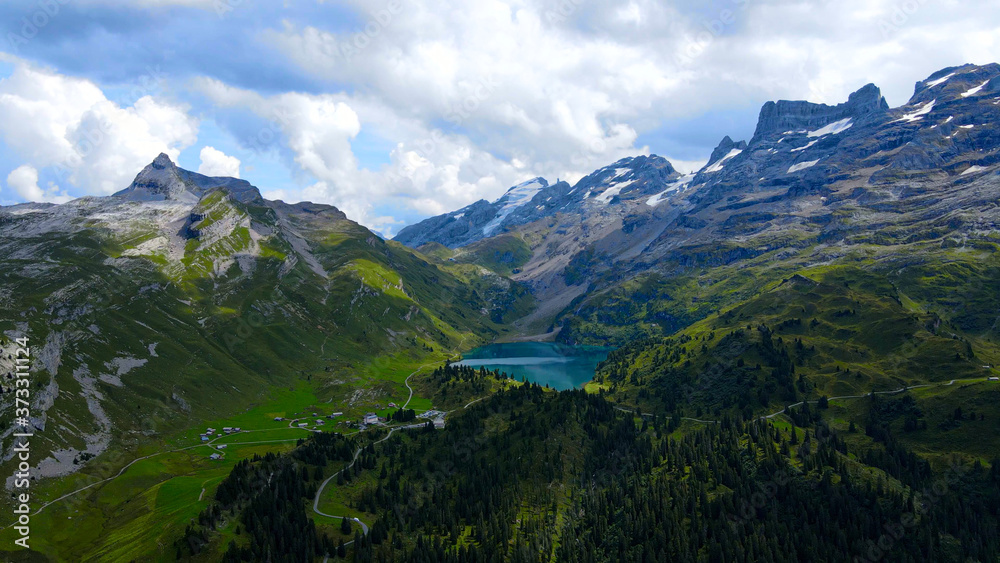 Landscape like a fairy tale - the Swiss Alps with its amazing nature - aerial view - travel photography