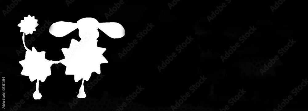 Isolated dog, poodle, metal animal on a black background
