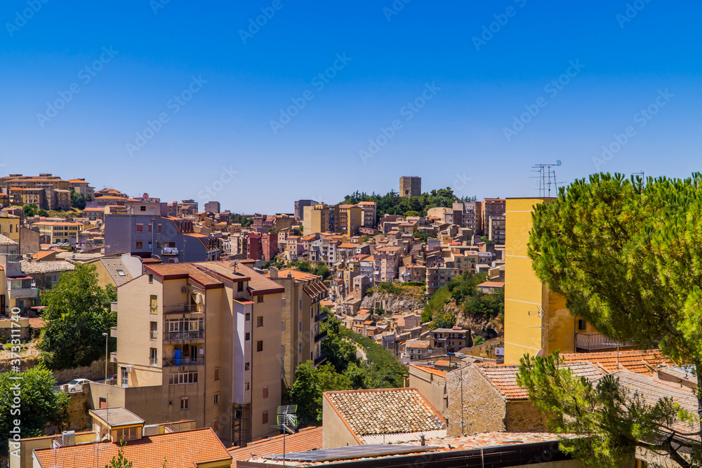  Beautiful panoramic view of the city of Enna in central Sicily, Italy