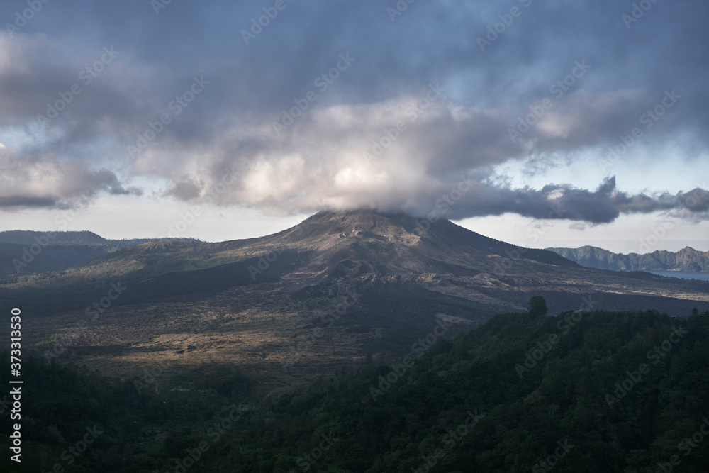 high volcano with clouds on Bali island high volcano with clouds on Bali island