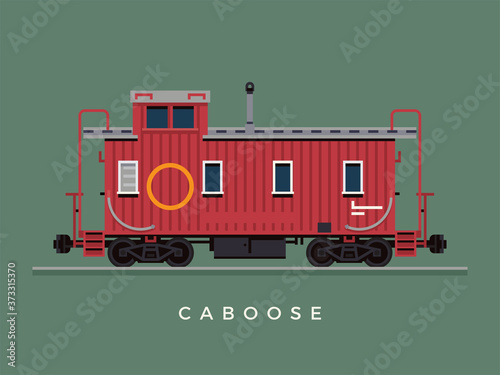 Lovely flat design train crew caboose freight car illustration. Ideal for scale model railway dedicated graphic, motion and web design photo