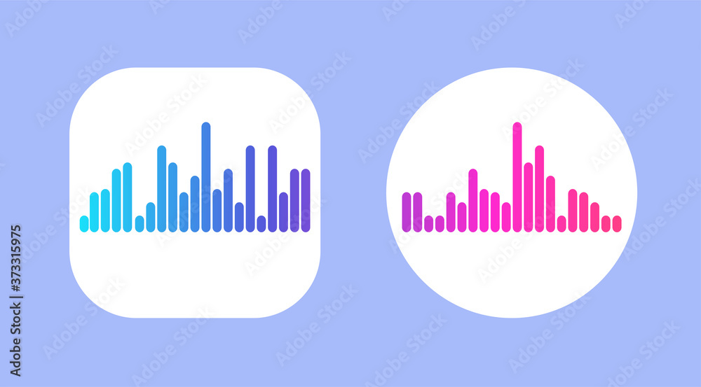 Two Icons Design with Waves of the equalizer. EQ Vector Illustration. Voice Memo Recorder Icon. Two Icons Design with Waves of the equalizer. EQ Vector Illustration. Voice Memo Recorder Icon.