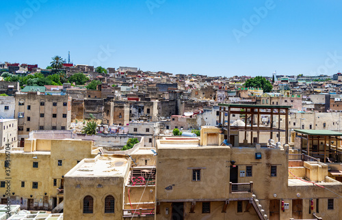 Quadro em tela Fez, Morocco - June 25, 2019: Traditional leather tanneries in the medina of Fez, Morocco, Africa