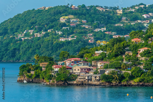 A view towards waterfront properties in St Georges, Grenada photo