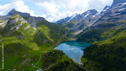 Fototapeta Naklejka Na Ścianę i Meble -  Landscape like a fairy tale - the Swiss Alps with its amazing nature - aerial view - travel photography