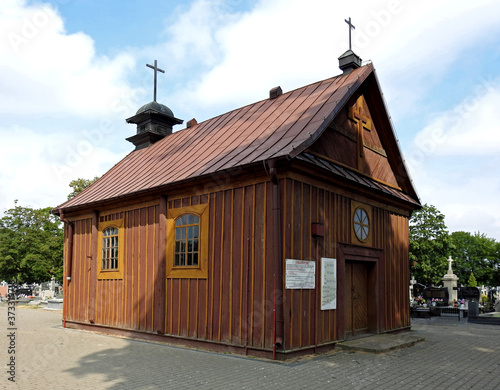 a wooden Catholic cemetery chapel dedicated to Saint Sophia built in 1830 in the city of Ostrów Mazowiecka in Masovia in Poland photo