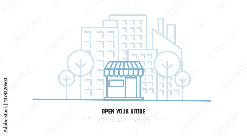 Banner design open your store for e commerce website and app