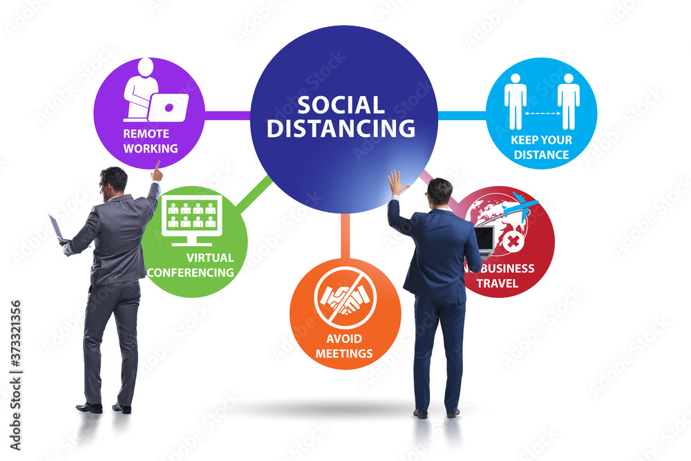 Concept of office social distancing during covid-19 pandemic Concept of office social distancing during covid-19 pandemic