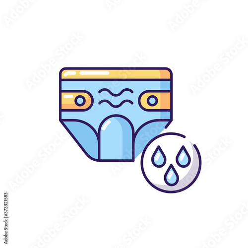 Swim diaper RGB color icon. Swimsuit for babies. Aquapark requirement, water park rule. Special waterproof clothes for little children. Isolated vector illustration