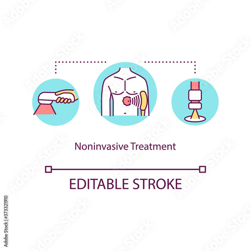 Noninvasive treatment concept icon. Cryotherapy. Skin examination and care. Skin treatment idea thin line illustration. Vector isolated outline RGB color drawing. Editable stroke