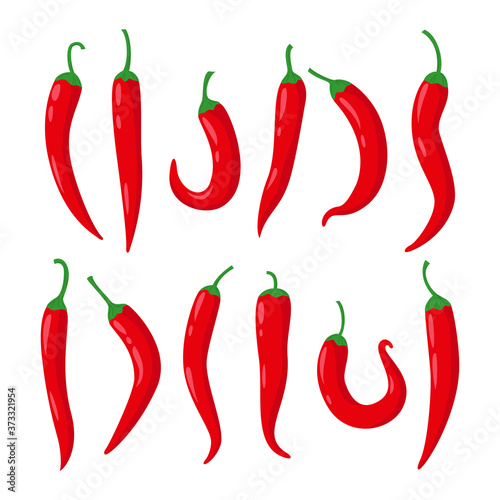 Vegetable icon set of chili pepper.