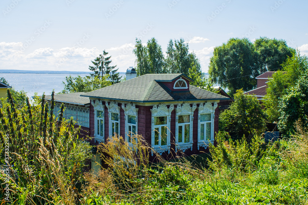 traditional wooden Russian hut on a clear summer day and space for copying in Rostov Russia traditional wooden Russian hut on a clear summer day and space for copying in Rostov Russia