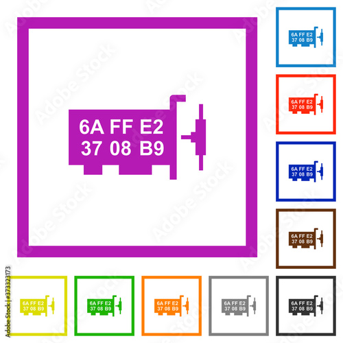 Network mac address flat framed icons