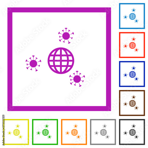 Pandemic flat framed icons
