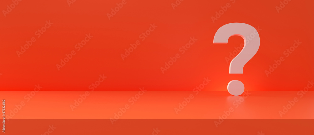 Question mark in panoramic studio background. 3d rendering. Question mark in panoramic studio background. 3d rendering.