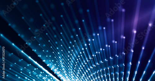 Connection dots and line, tech background in purple and blue. 3d rendering.
