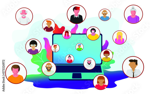 illustration of friends on social media
