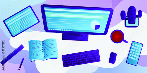 computer illustration on a flat design style table