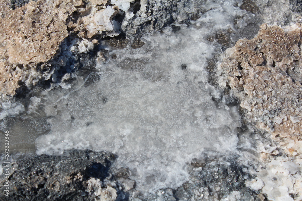 Salt crystals on the surface of the earth.