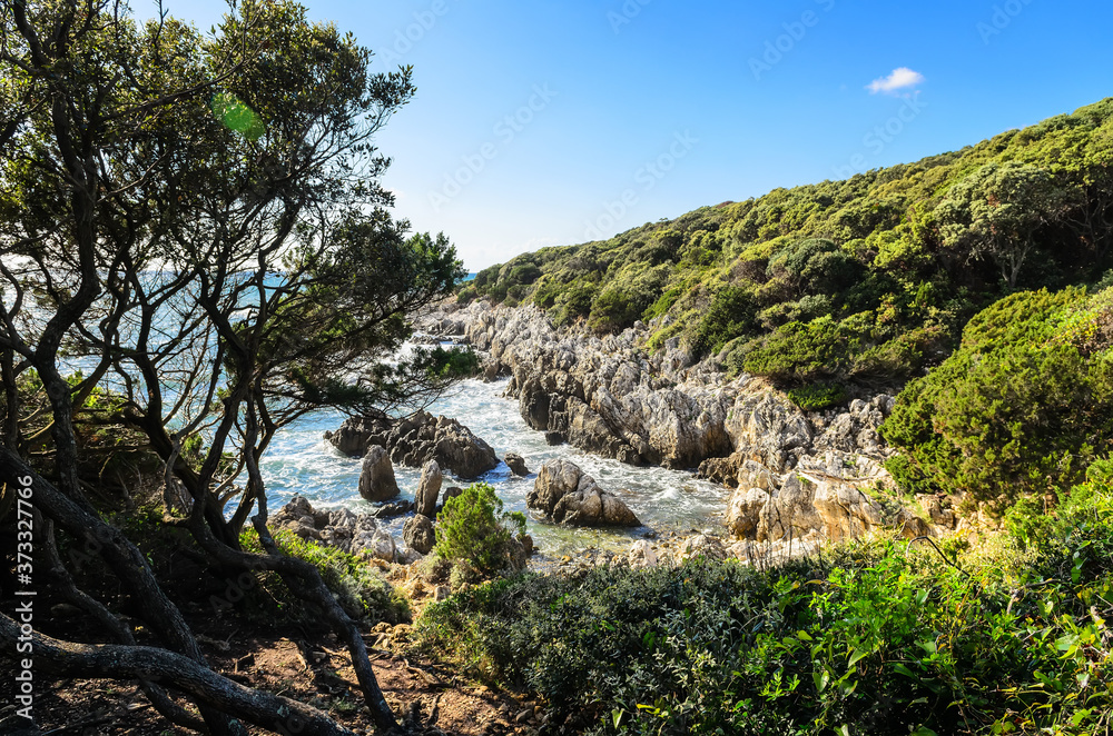 Batterie Di Punta Rossa - The coast of southern Italy in the Punta Rossa  area not far from the city of San Felice Circeo Stock Photo | Adobe Stock