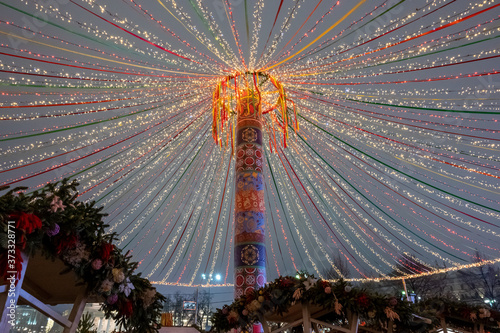 Photography Maslenitsa fair on Manezhnaya Square, Moscow, Russian Federation, February 27, 2