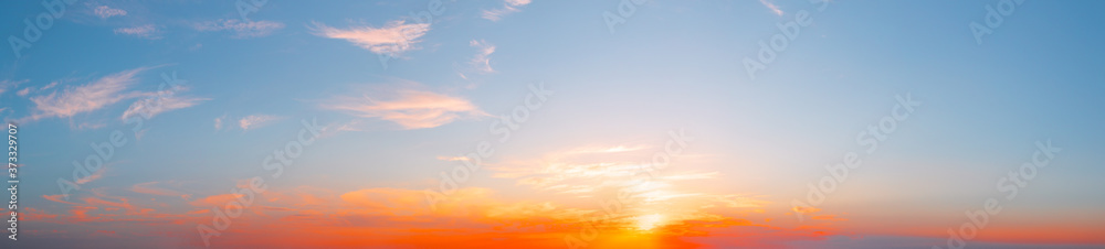 Panorama of morning sky with clouds