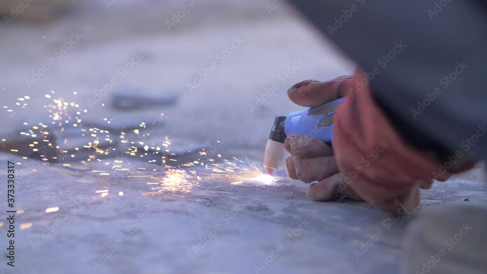 Air plasma cutting of metal, welding, welder Air plasma cutting of metal, welding, welder