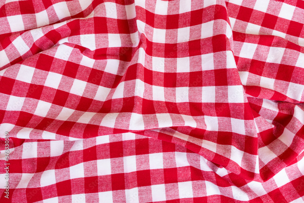 Red checkered gingham kitchen towels top view Red checkered gingham kitchen towels top view